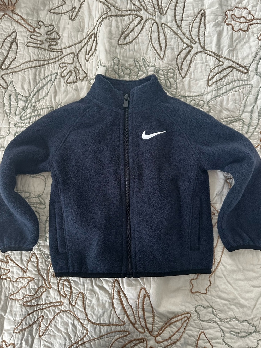 Nike Kids Navy Fleece Full-Zip Jacket with White Swoosh